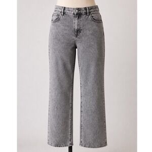 Express Modern Straight High Rise Gray Acid Wash Jeans Large Short 12/14/16